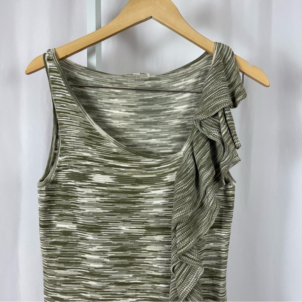 Gianni Bini Small Knit Ruffle Asymmetrical Heather Olive Green Dress Fall Winter - Picture 3 of 6
